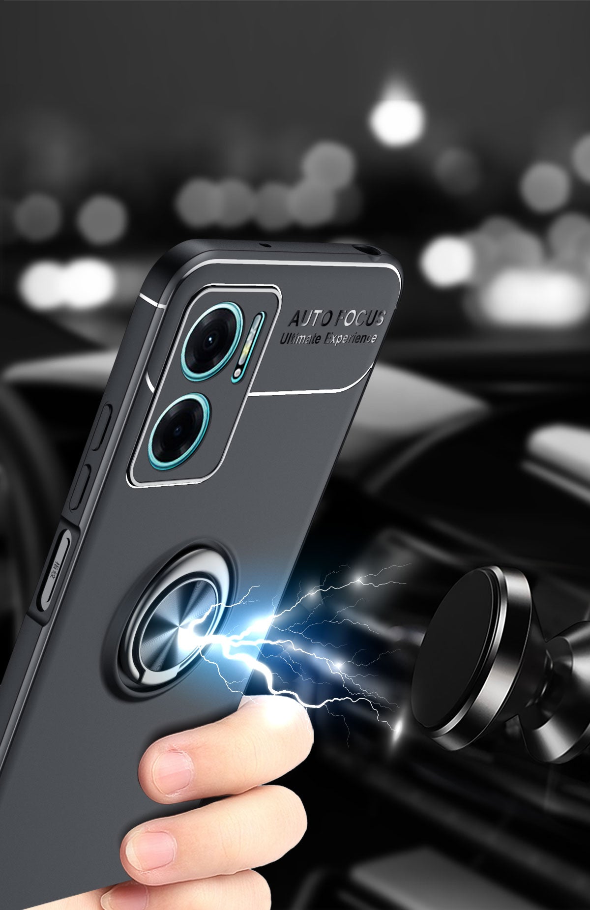 Xiaomi Redmi Note 11E Kılıf Zore Ravel Silikon Kapak Siyah-Mavi