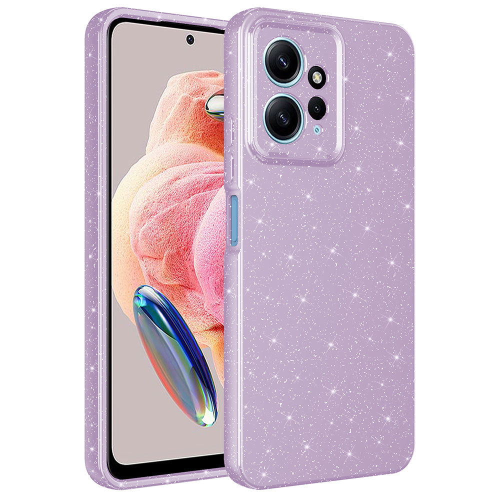 Xiaomi Redmi Note 12 4G Kılıf Kamera Korumalı Simli Lüks Zore Koton Kapak Lila