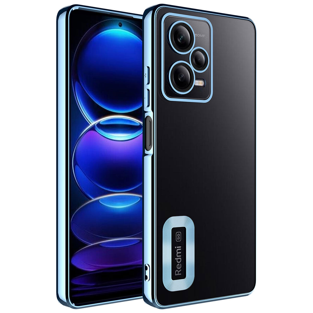 Xiaomi Redmi Note 12 5G Kılıf Kamera Korumalı Logo Gösteren Zore Omega Kapak Sierra Mavi
