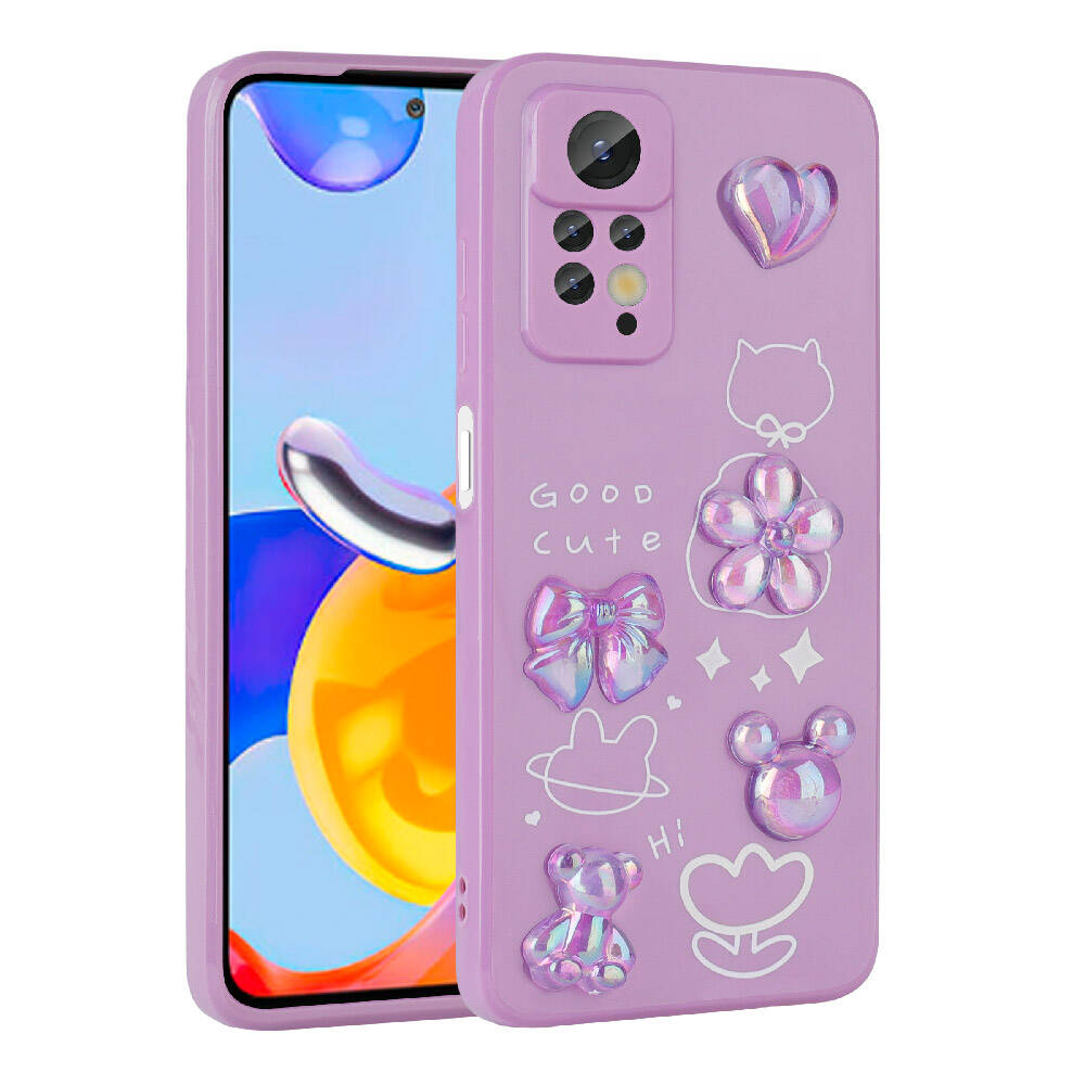 Xiaomi Redmi Note 12 Pro 4G Kılıf Kabartma Figürlü Parlak Zore Toys Silikon Kapak Açık Yeşil