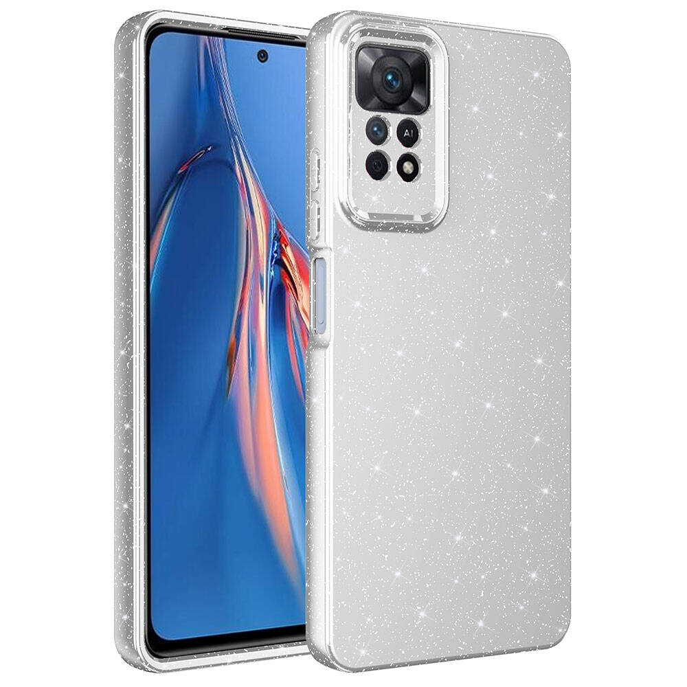 Xiaomi Redmi Note 12 Pro 4G Kılıf Kamera Korumalı Simli Lüks Zore Koton Kapak Gümüş