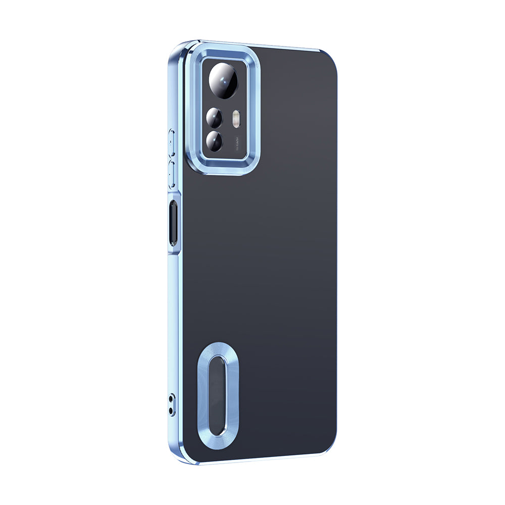 Xiaomi Redmi Note 12S Kılıf Kamera Korumalı Logo Gösteren Zore Omega Kapak Sierra Mavi