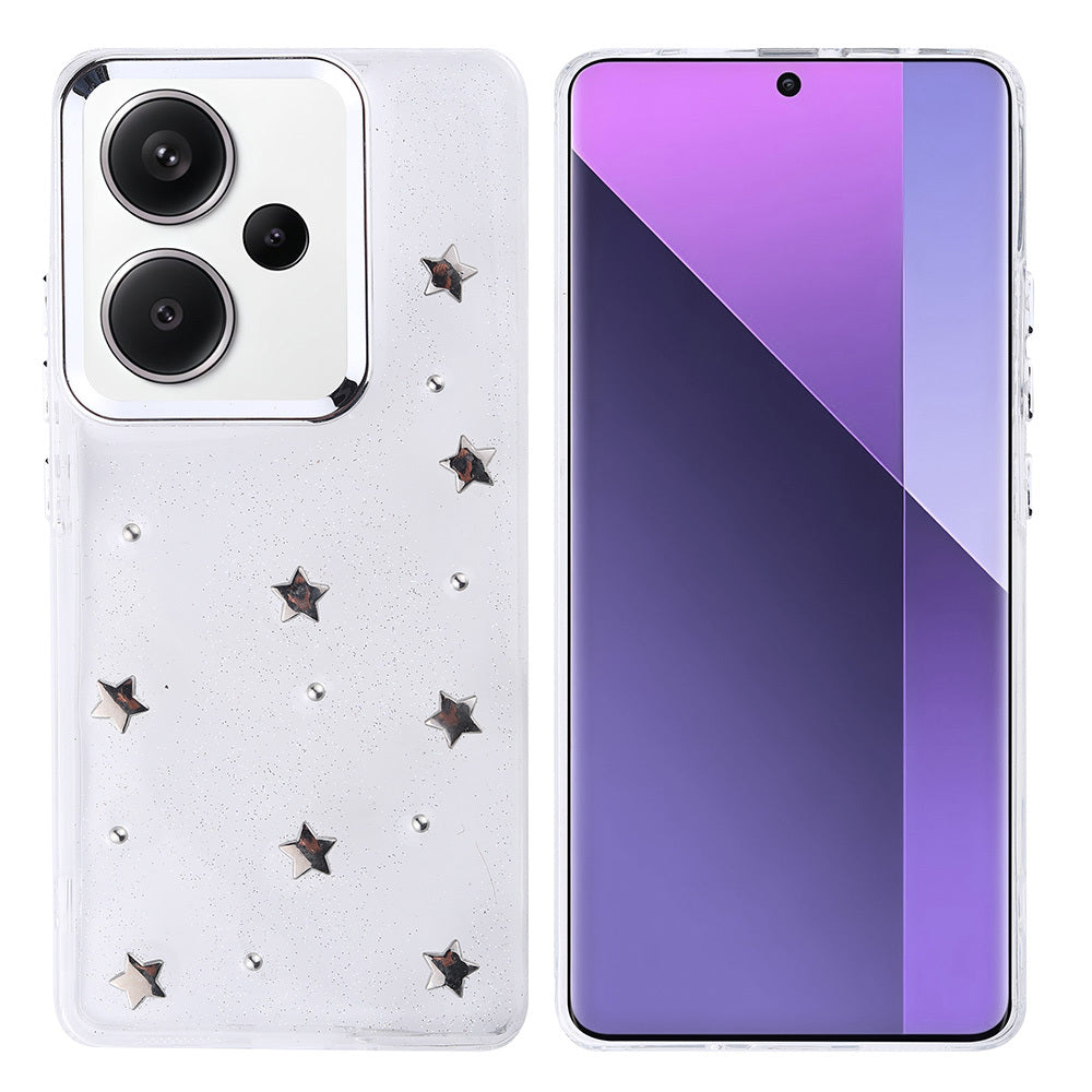 Xiaomi Redmi Note 13 Pro Plus 5G Kılıf Airbag Tasarımlı Simli Şeffaf Zore Kutup Kapak Fiyonk