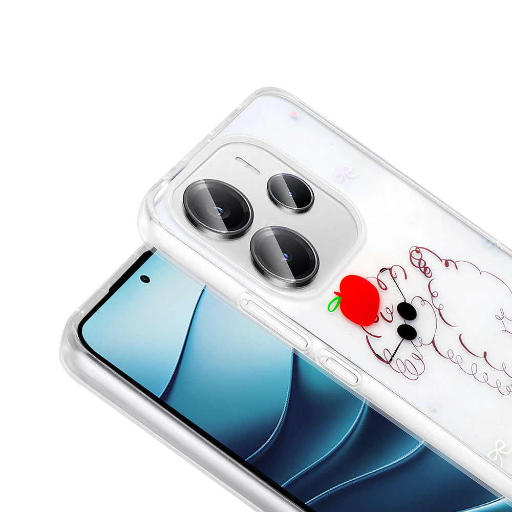 Xiaomi Redmi Note 14 4G Kılıf Şeffaf Figürlü Zore Folk Sert Kapak Sevimli Köpek