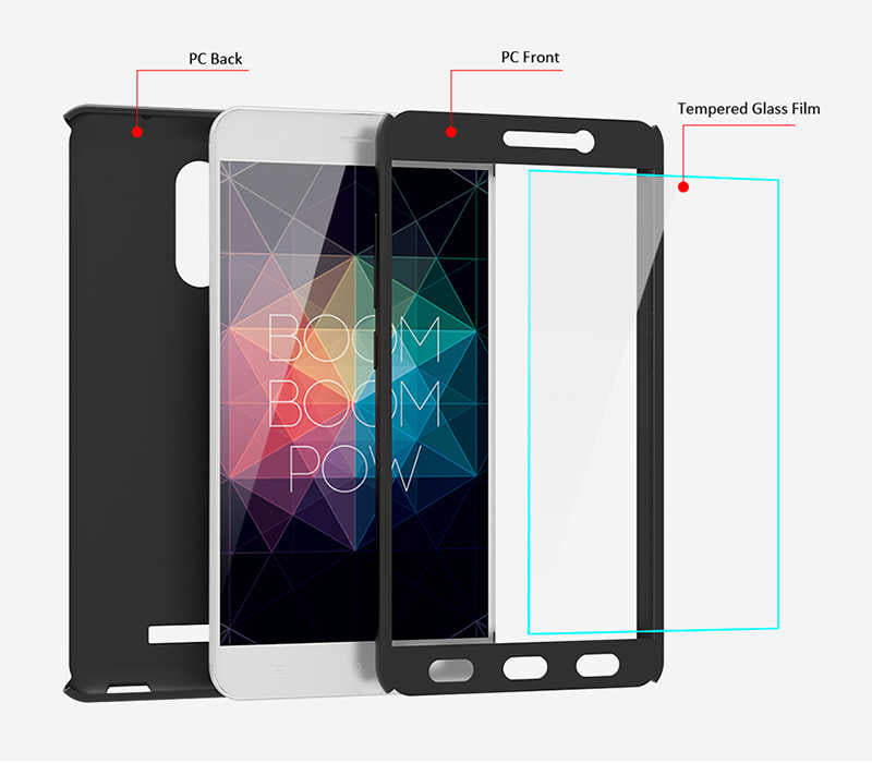 Xiaomi Redmi Note 4X Kılıf Zore 360 3 Parçalı Rubber Kapak Siyah