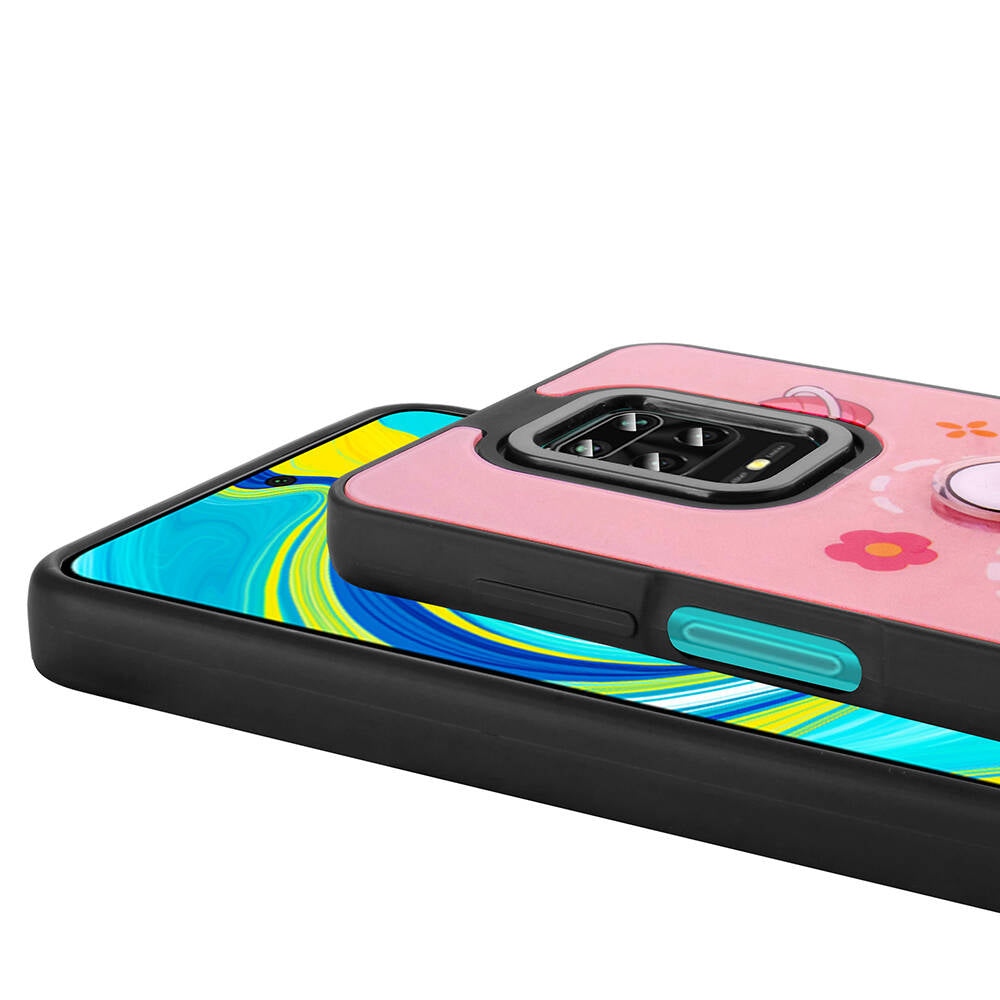 Xiaomi Redmi Note 9S Kılıf Parlayan Kabartmalı İkonik Figürlü Zore Amas Silikon Kapak Siyah