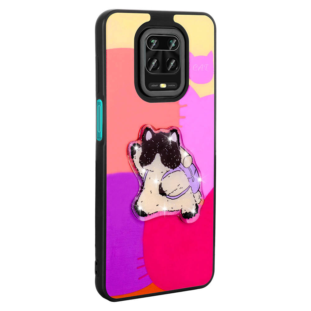 Xiaomi Redmi Note 9S Kılıf Parlayan Kabartmalı İkonik Figürlü Zore Amas Silikon Kapak Mor
