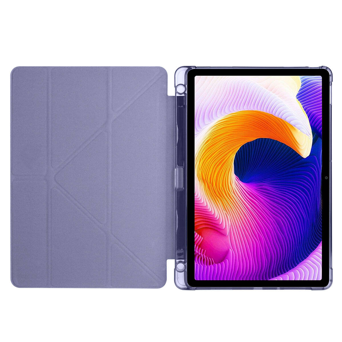 Xiaomi Redmi Pad SE Kılıf Zore Tri Folding Kalem Bölmeli Standlı Kılıf Mavi