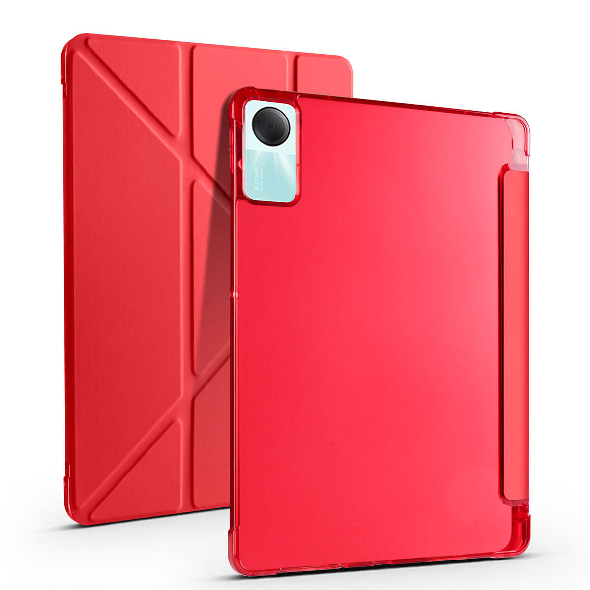 Xiaomi Redmi Pad SE Kılıf Zore Tri Folding Kalem Bölmeli Standlı Kılıf Kırmızı