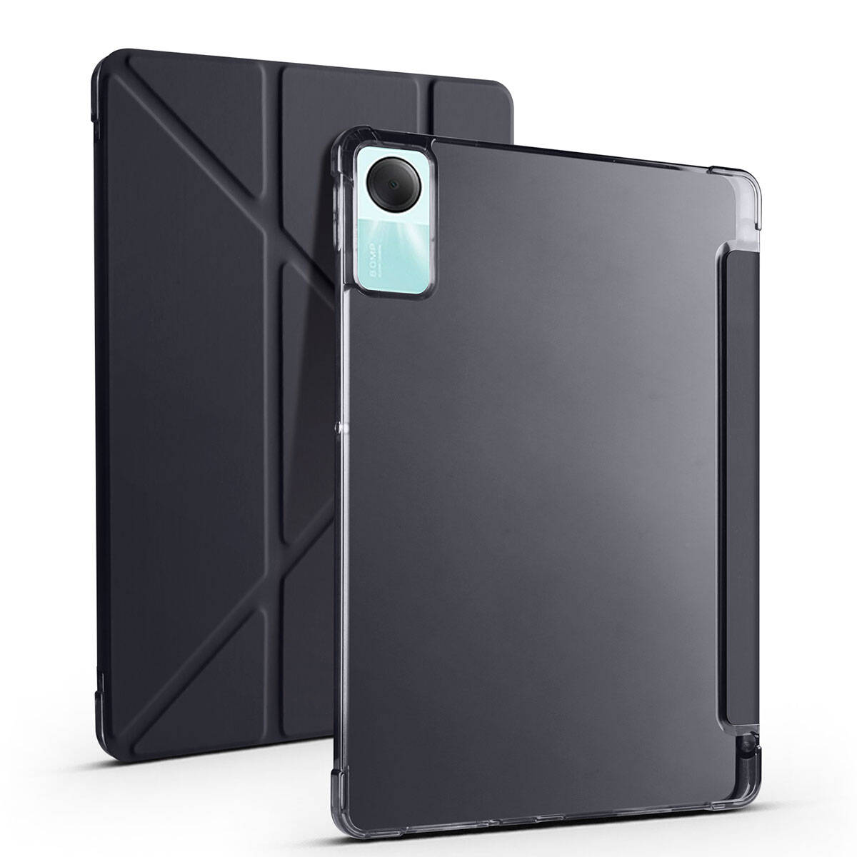 Xiaomi Redmi Pad SE Kılıf Zore Tri Folding Kalem Bölmeli Standlı Kılıf Kırmızı
