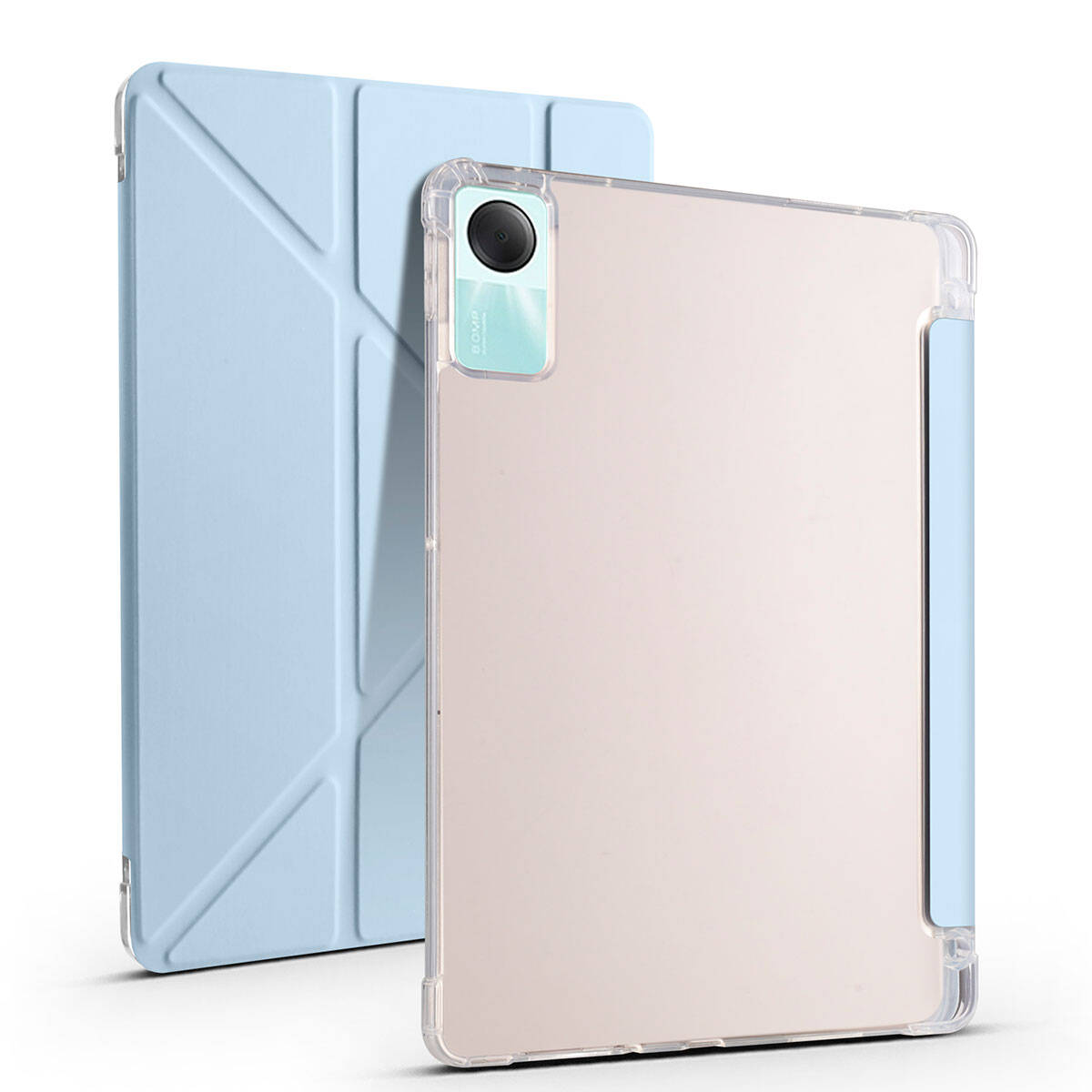 Xiaomi Redmi Pad SE Kılıf Zore Tri Folding Kalem Bölmeli Standlı Kılıf Mavi