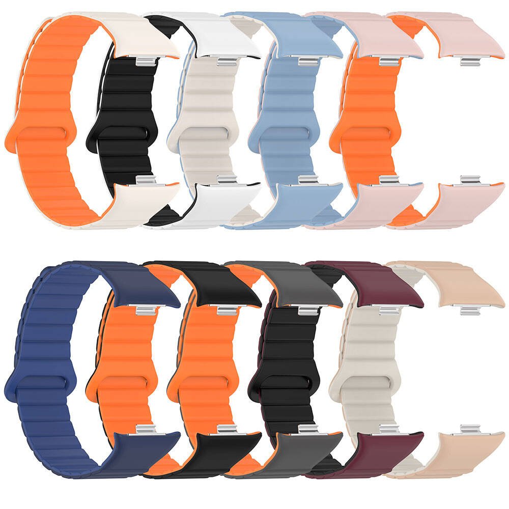 Xiaomi Redmi Watch 4 Silikon Kordon Zore KRD-105 Strap Kayış Koyu Kırmızı-Siyah