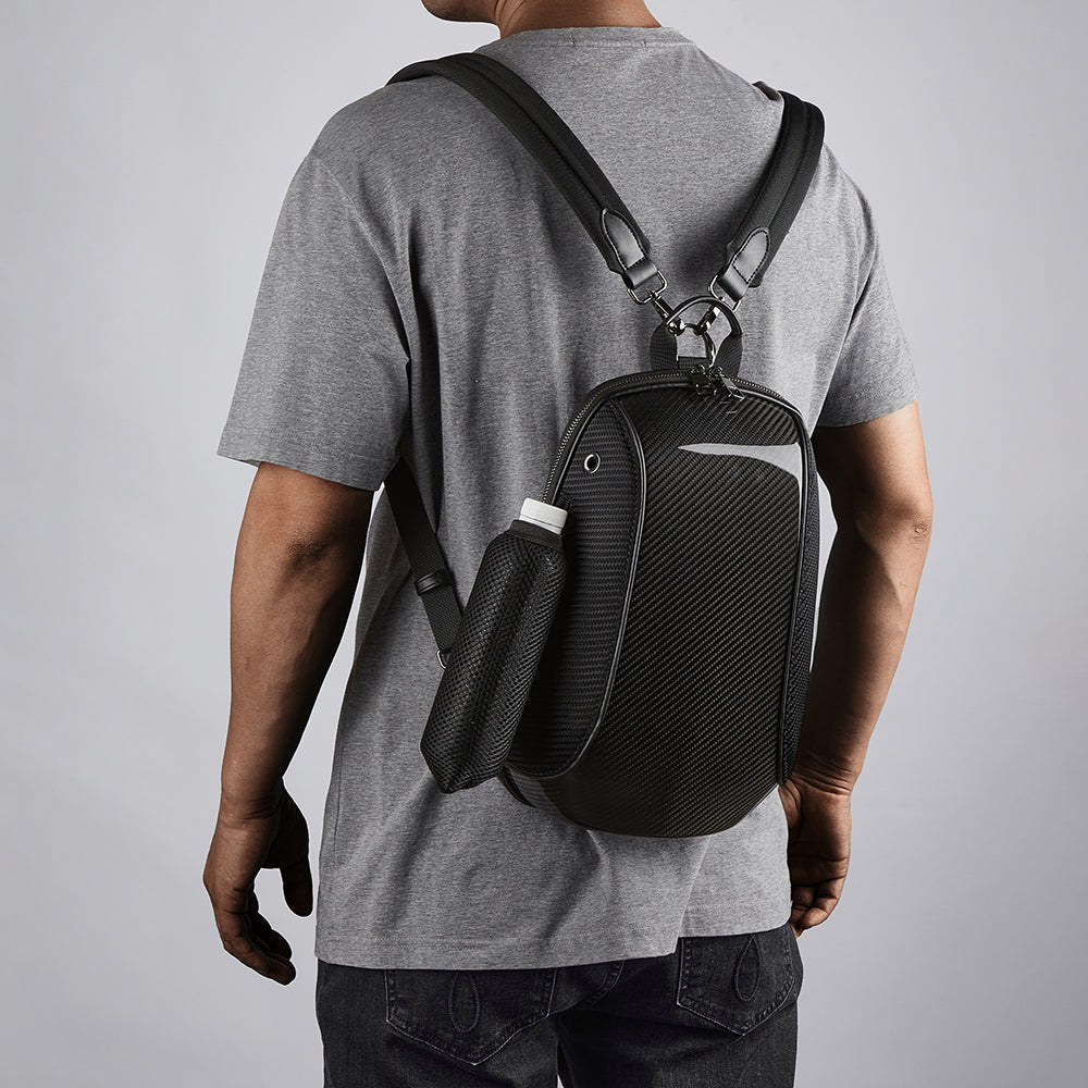 Zore Karbon Fiber Detaylı 5 Bölmeli Çengel Kancalı Spor Sırt Çantası Siyah