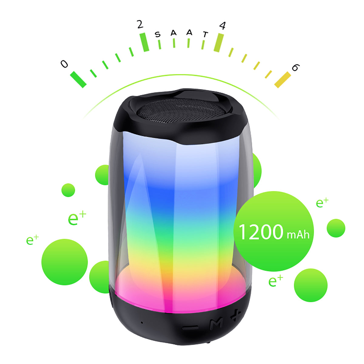 Zore NBY8893A Ayarlanabilir RGB Işıklı Bluetooth Hoparlör Speaker Siyah