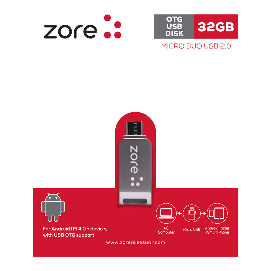 Zore OM1 Micro Metal OTG 32 GB Gümüş