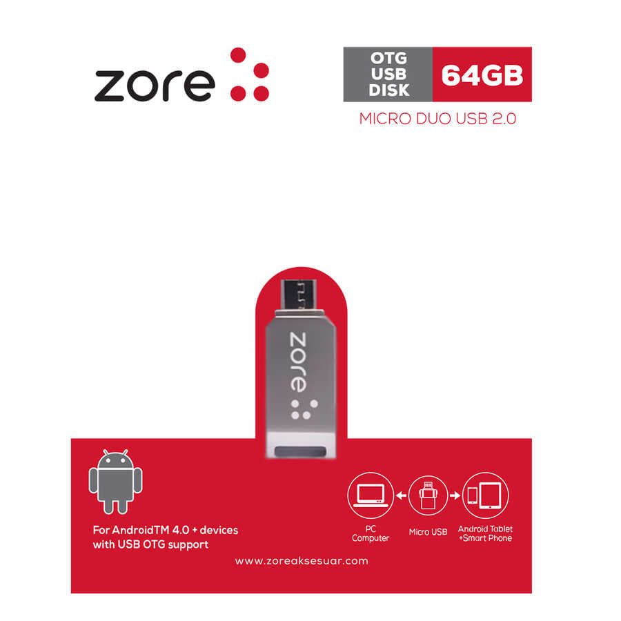 Zore OM1 Micro Metal OTG 64 GB Gümüş