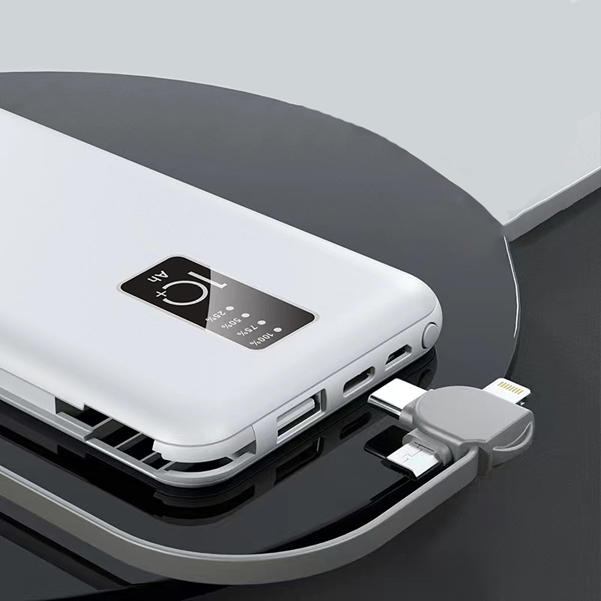 Zore PW-05 Hızlı Şarj Led Göstergeli Micro Lightning Type-C Kablolu Taşınabilir Powerbank 10000mAh Siyah