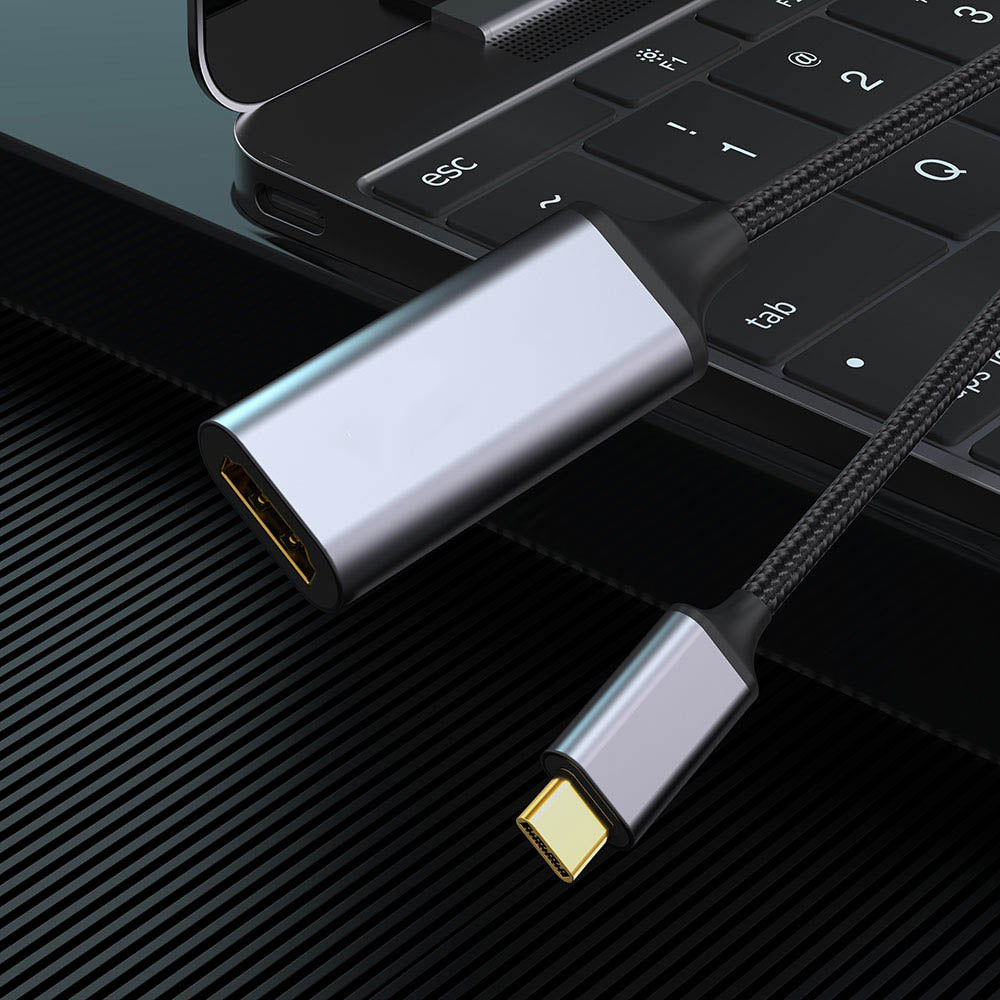 Zore QG05 8K 60 Hz Görüntü Kalitesi Type-C to HDMI Dönüştürücü 15cm Gümüş
