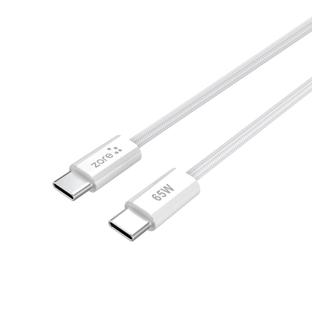 Zore Vol Serisi Type-C to Type-C PD Şarj ve Data Kablosu 65W 3A 1 Metre Beyaz