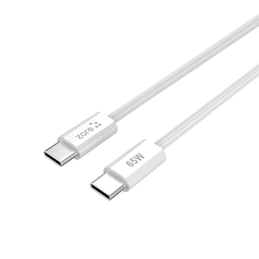 Zore Vol Serisi Type-C to Type-C PD Şarj ve Data Kablosu 65W 3A 1 Metre Beyaz