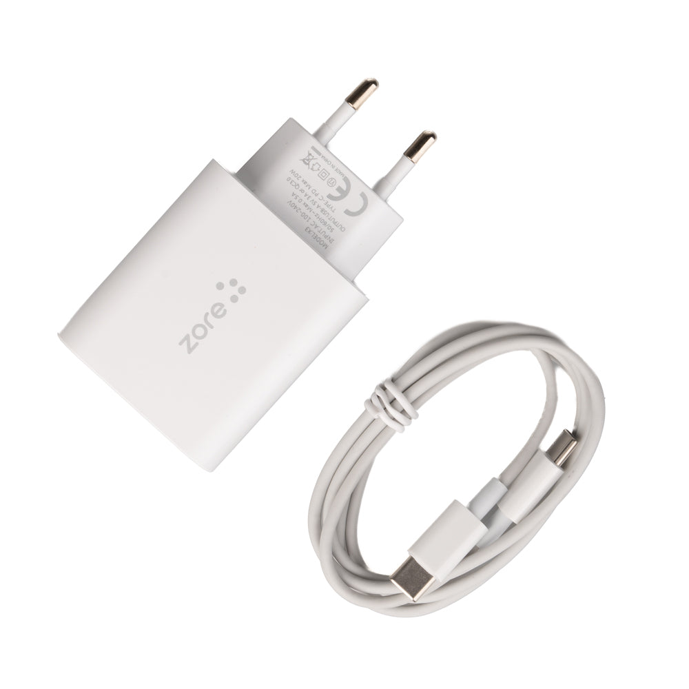 Zore XMac Serisi X6 Type-C to Type-C Ev Şarj Aleti 20W Beyaz