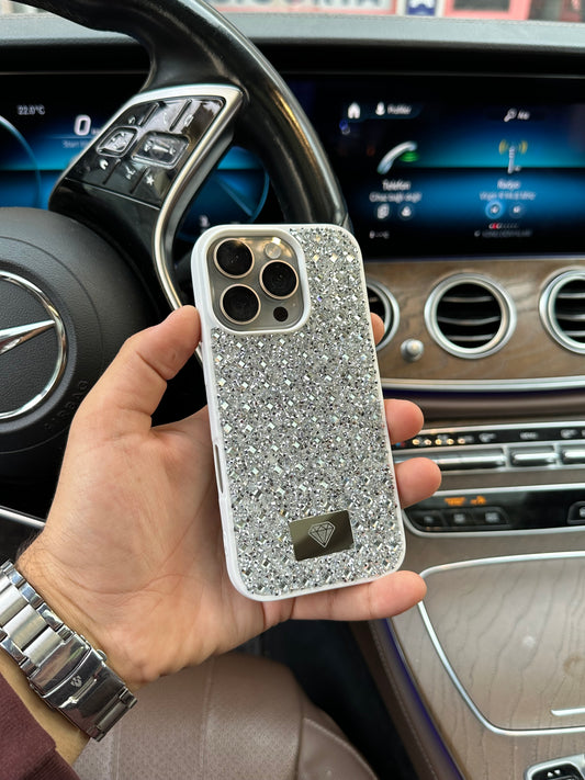 Crystal Shine Taşlı Apple iPhone Uyumlu Kılıf (Silver)