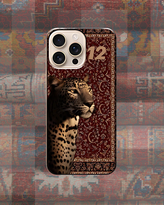 iPhone Pers Halı Leopar Desen Kılıf (Asalet)