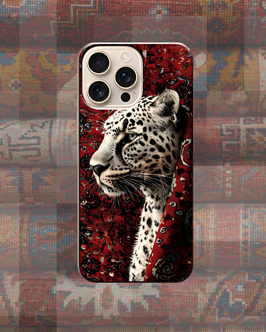 iPhone Pers Halı Beyaz Leopar Desen Kılıf (Efsun)