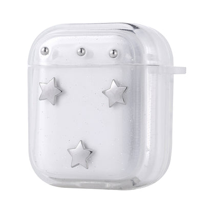 Apple Airpods Zore Airbag 44 Airbag Tasarımlı Simli Şeffaf Kutup Kılıf Yıldız