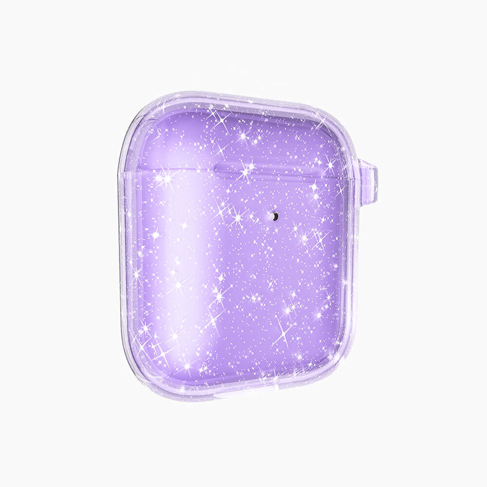 Apple Airpods Zore Allstar Airbag 32 Parlayan Simli Saydam Renkli Kılıf Mor