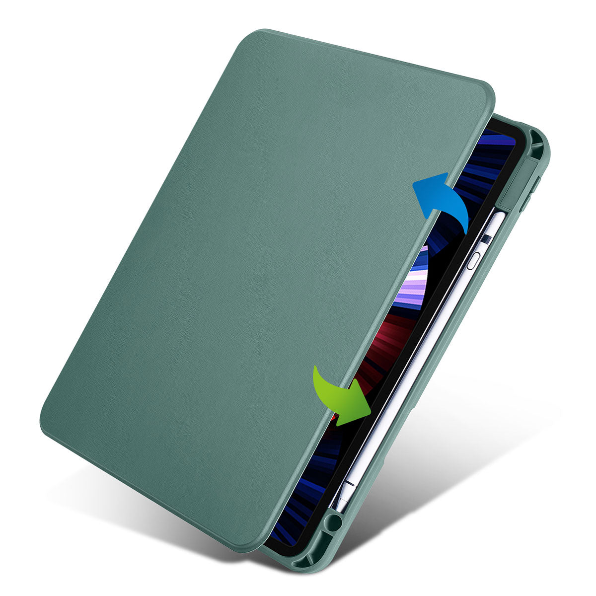 Apple iPad 10.2 2021 (9.Nesil) Kılıf Zore Termik Kalem Bölmeli Dönebilen Standlı Kılıf Gri