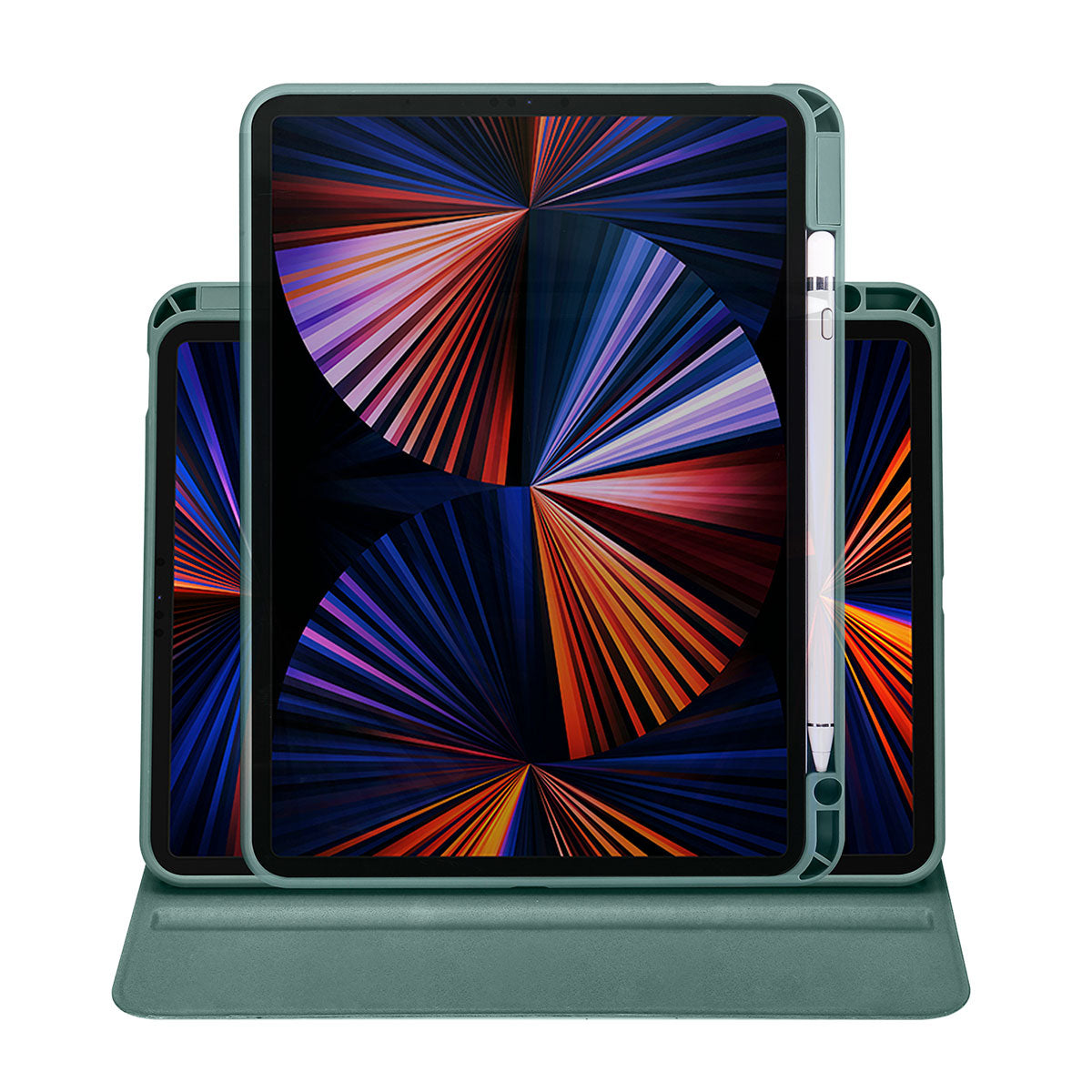 Apple iPad 10.2 2021 (9.Nesil) Kılıf Zore Termik Kalem Bölmeli Dönebilen Standlı Kılıf Gri