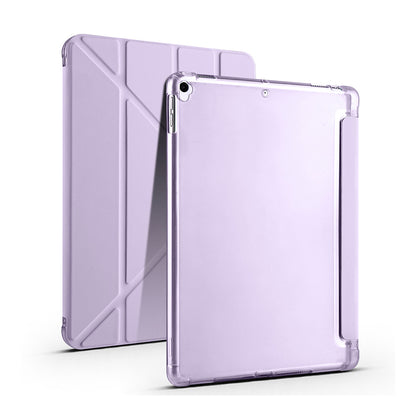 Apple iPad 10.2 (8.Nesil) Kılıf Zore Tri Folding Kalem Bölmeli Standlı Kılıf Lila