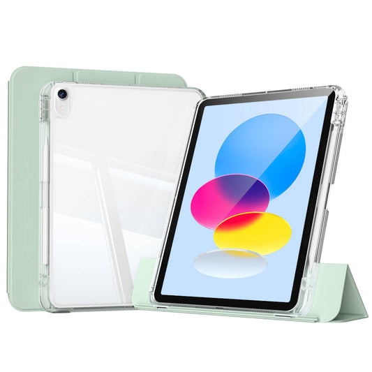 Apple iPad 10.9 2022 (10.Nesil) Kılıf Magnetik Ayrılabilen Airbagli Zore Sliding Tablet Kılıfı Açık Yeşil
