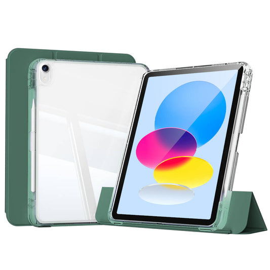 Apple iPad 10.9 2022 (10.Nesil) Kılıf Magnetik Ayrılabilen Airbagli Zore Sliding Tablet Kılıfı Koyu Yeşil
