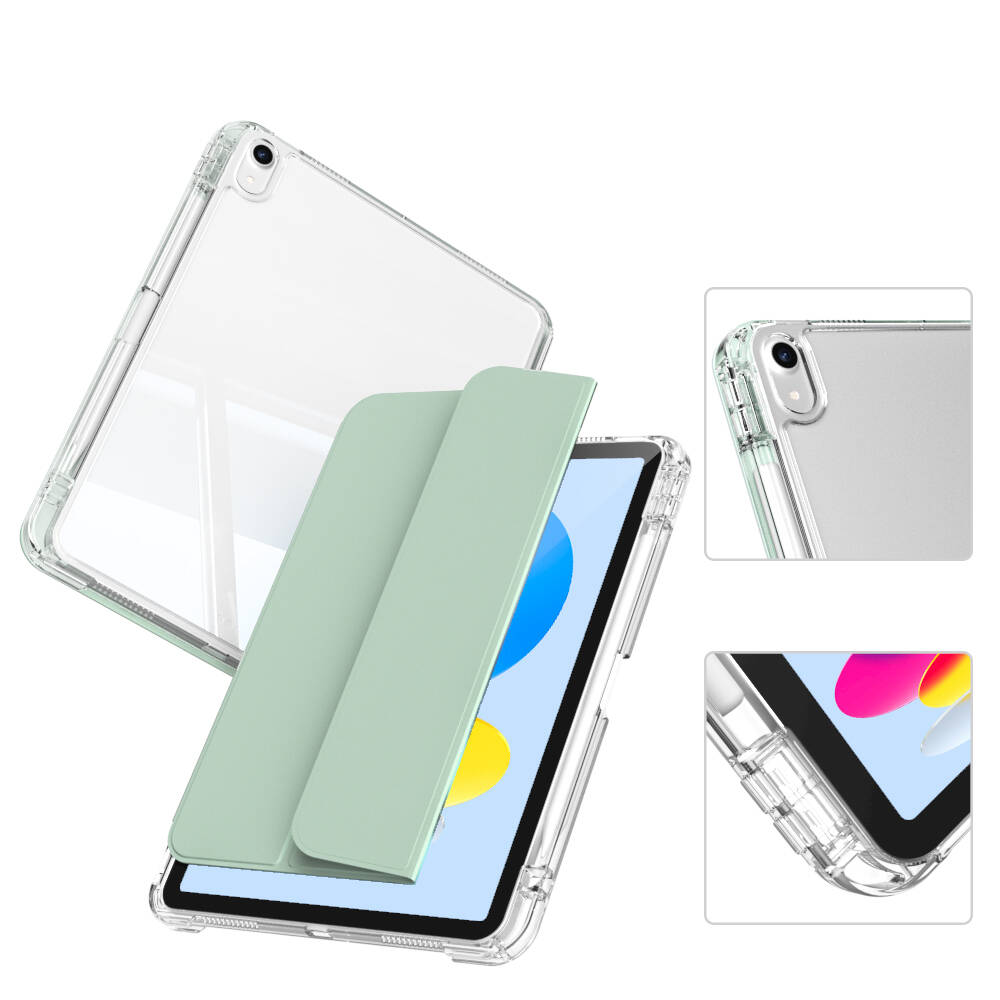 Apple iPad 10.9 2022 (10.Nesil) Kılıf Magnetik Ayrılabilen Airbagli Zore Sliding Tablet Kılıfı Gri
