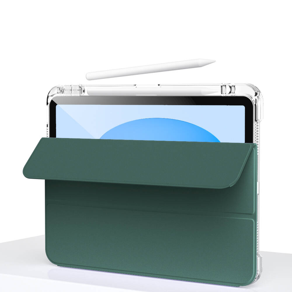 Apple iPad 10.9 2022 (10.Nesil) Kılıf Magnetik Ayrılabilen Airbagli Zore Sliding Tablet Kılıfı Gri