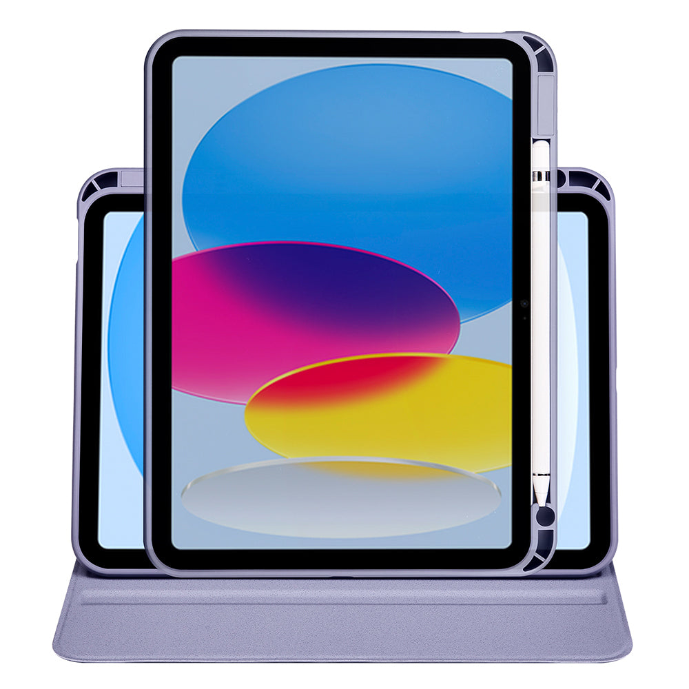 Apple iPad 10.9 2022 (10.Nesil) Kılıf Zore Termik Kalem Bölmeli Dönebilen Standlı Kılıf Lila
