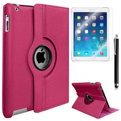Apple iPad 2 3 4 Zore Dönebilen Standlı Kılıf Pembe Koyu