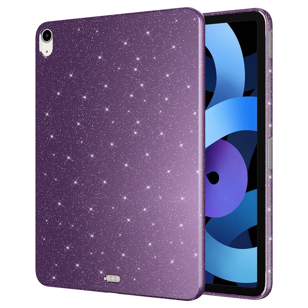 Apple iPad Air 10.9 2022 (5 Nesil) Simli Parlak Görünümlü Zore Tablet Koton Kılıf Pembe Koyu