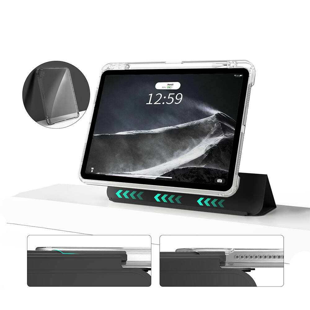 Apple iPad Air 11 2024 Kılıf Magnetik Ayrılabilen Airbagli Zore Sliding Tablet Kılıfı Açık Yeşil
