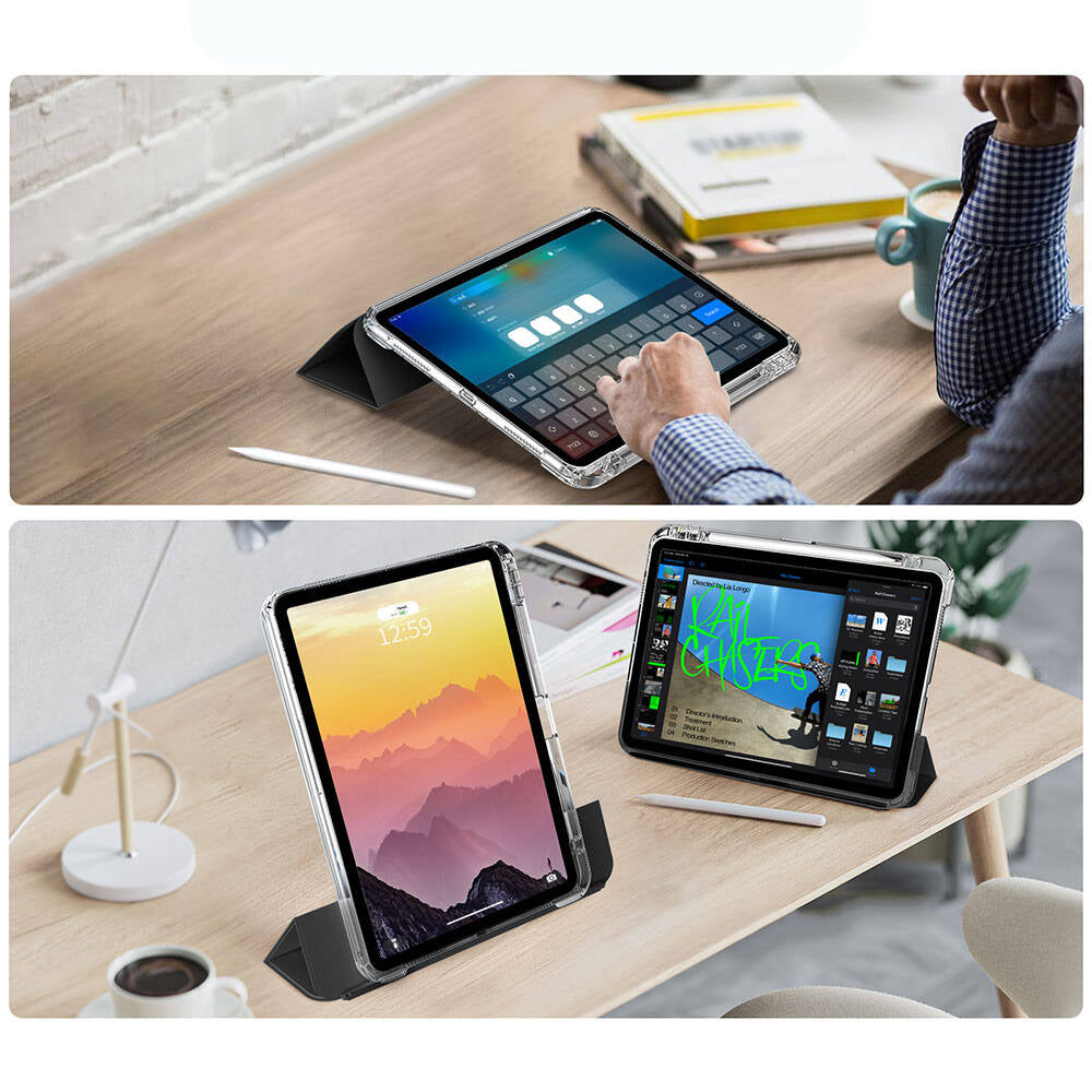 Apple iPad Air 11 2024 Kılıf Magnetik Ayrılabilen Airbagli Zore Sliding Tablet Kılıfı Gri