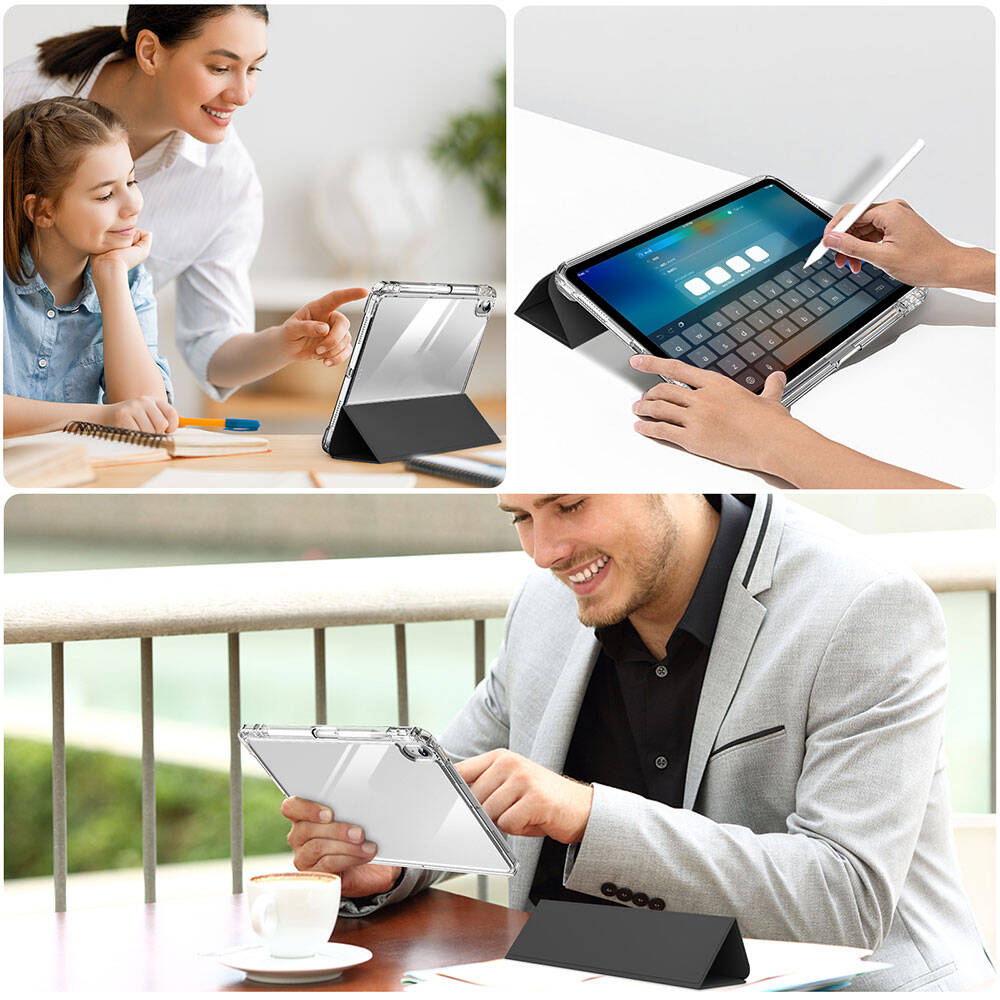 Apple iPad Air 11 2024 Kılıf Magnetik Ayrılabilen Airbagli Zore Sliding Tablet Kılıfı Siyah