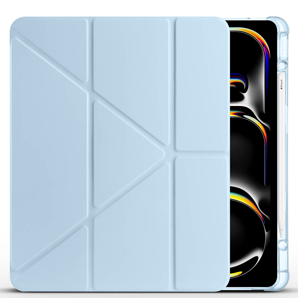 Apple iPad Air 13 2024 Kılıf Zore Tri Folding Kalem Bölmeli Standlı Kılıf Lila