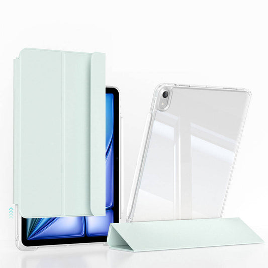 Apple iPad Air 13 2025 M3 Kılıf Magnetik Ayrılabilen Airbagli Zore Sliding Tablet Kılıfı Açık Yeşil