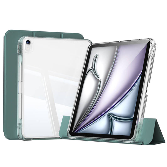 Apple iPad Air 13 2025 M3 Kılıf Magnetik Ayrılabilen Airbagli Zore Sliding Tablet Kılıfı Koyu Yeşil