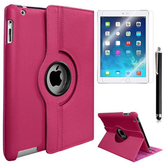 Apple iPad Mini 2 3 Zore Dönebilen Standlı Kılıf Pembe Koyu