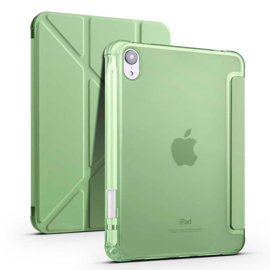 Apple iPad Mini 2021 (6.Nesil) Kılıf Zore Tri Folding Kalem Bölmeli Standlı Kılıf Lila