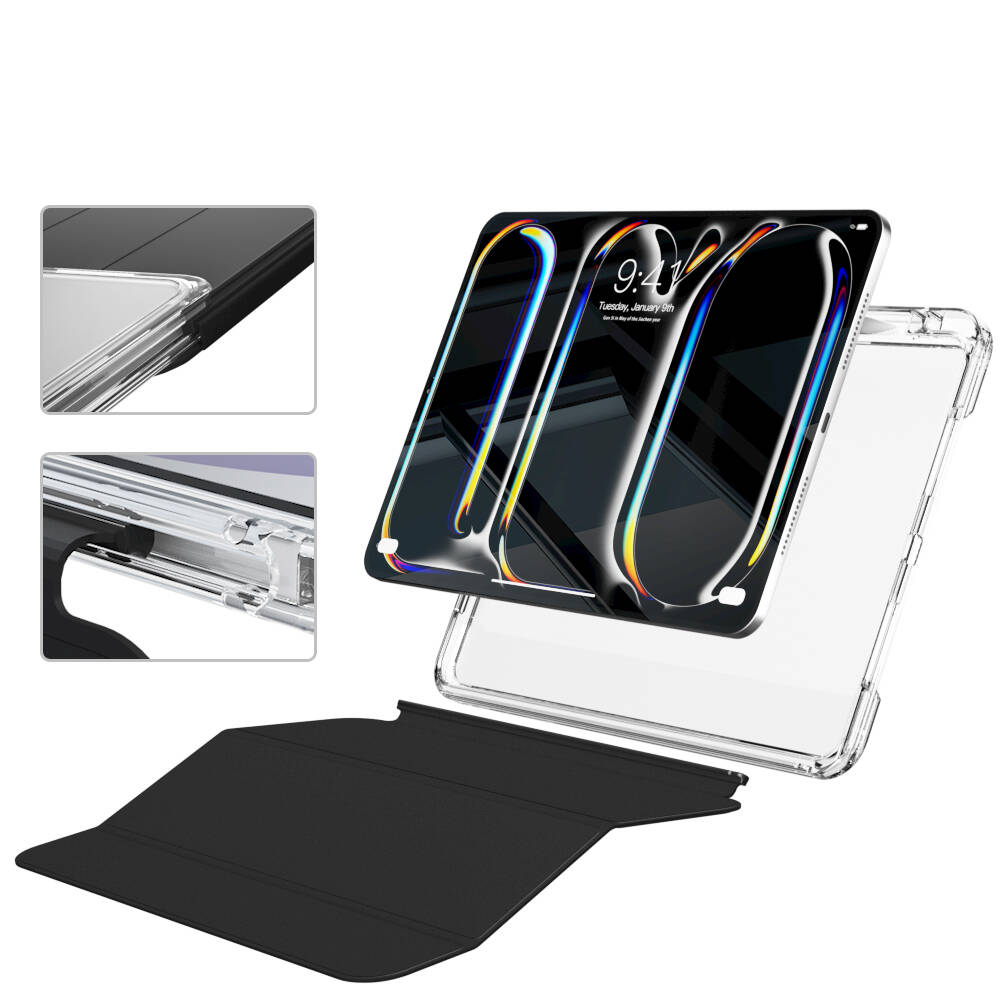 Apple iPad Pro 13 2024 Kılıf Magnetik Ayrılabilen Airbagli Zore Sliding Tablet Kılıfı Lavender