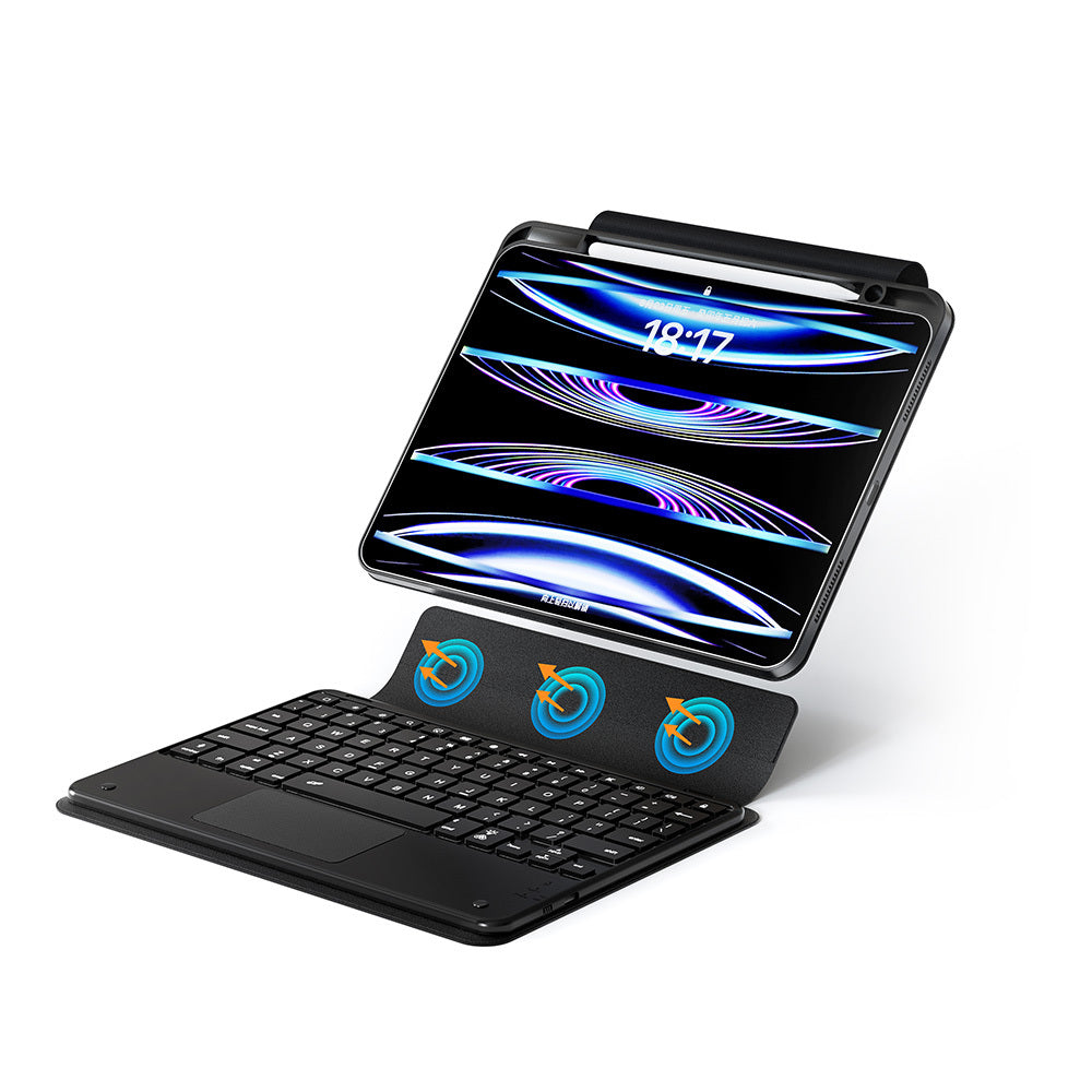 Apple iPad Pro 13 2024 Zore Border Keyboard Bluetooh Bağlantılı Standlı Klavyeli Tablet Kılıfı Siyah